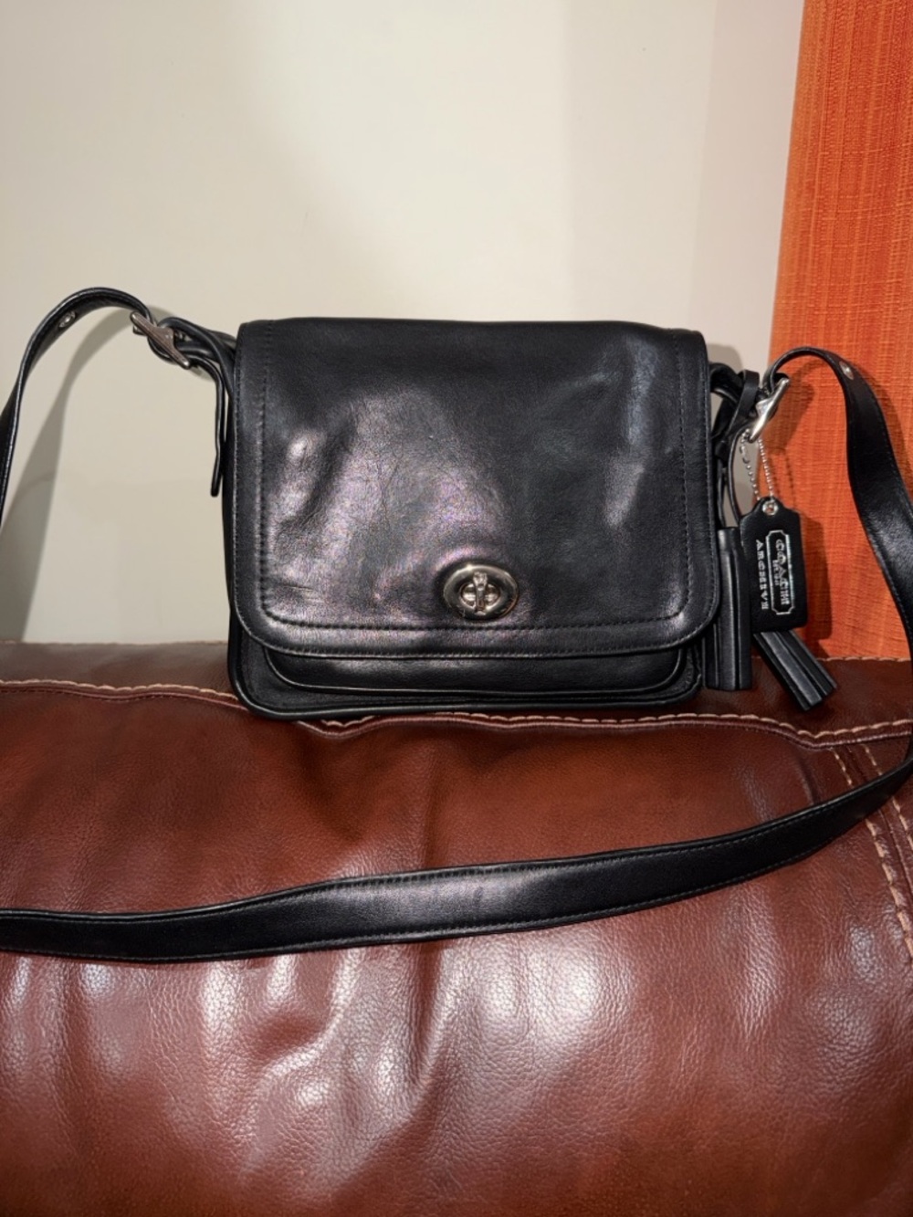 ‼️Vintage Coach Legacy Archive Rambler Black Leather Crossbody Bag